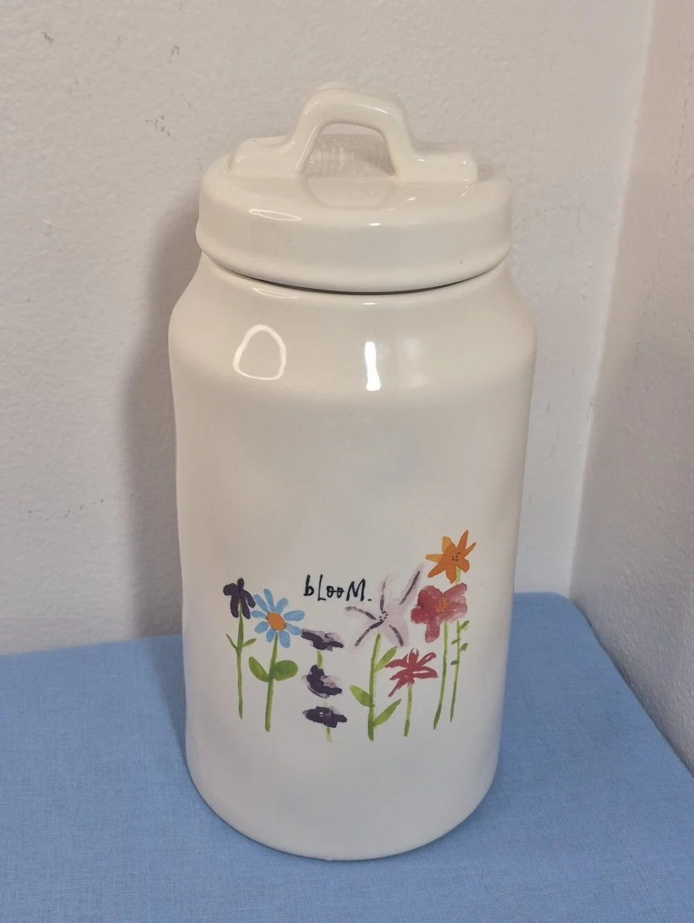 Rae Dunn Artisan Collection by Magenta Bloom Watercolor Canister w/Lid 9.5